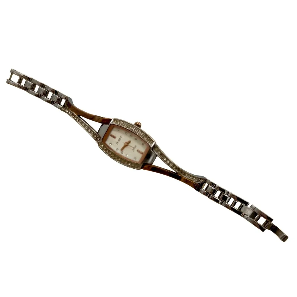 Armitron‎ Now Women's Two Tone Crystal Bezel Dress Watch Silver Rose Goldtone
